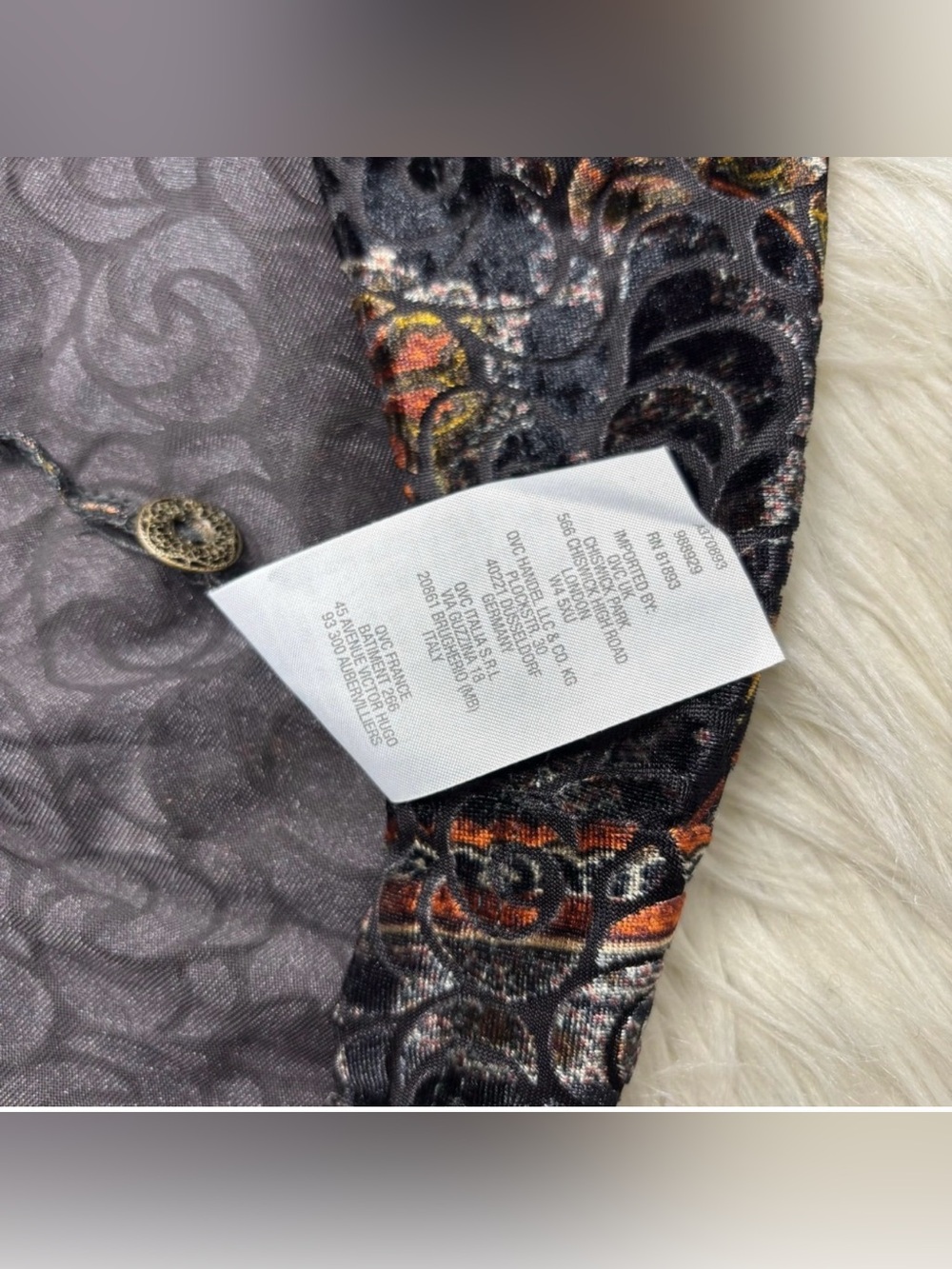 Susan Graver Women's 2X Black Floral Swirl Burn Out Velvet Long Line Cardigan - Picture 5 of 7